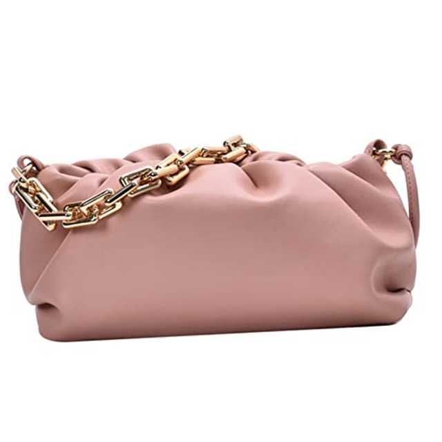Trendy Fashion Shoulder Bag Chain Handle & Long Strap For Women Crossbody (Pink) (J-10)