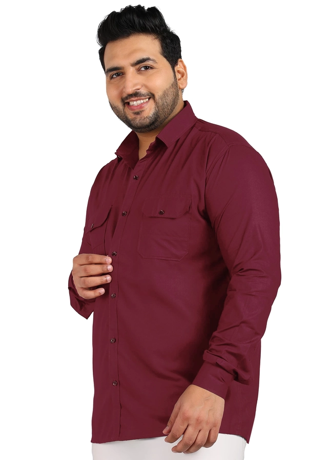 Full Sleeves Solid Oversized Shirt for Men (Maroon, 3XL)