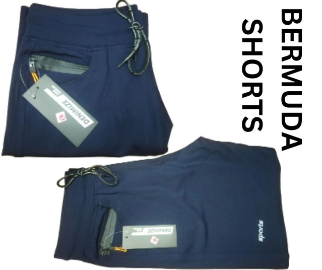 Lycra Solid Shorts for Men (Navy Blue, L)