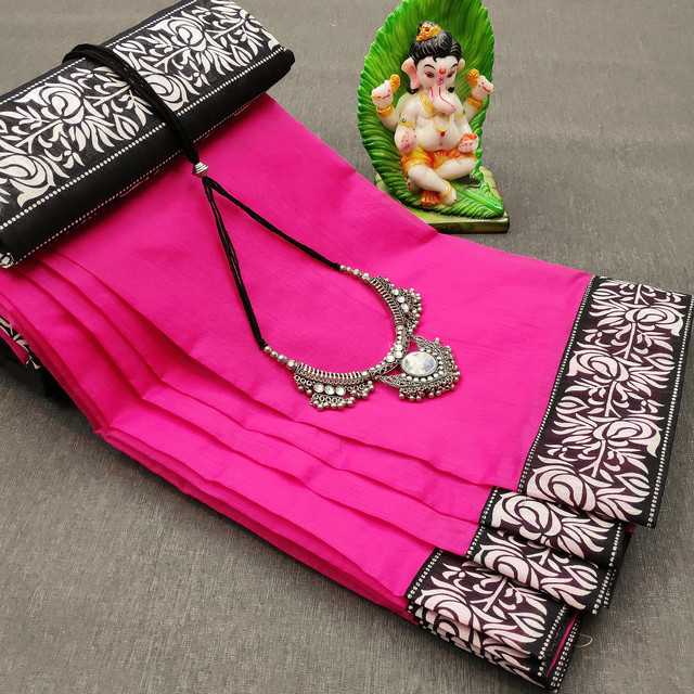 Inder Fashion Chanderi Cotton Saree With Running Blouse For Women (Pink, 6.30 m) (IF-2)