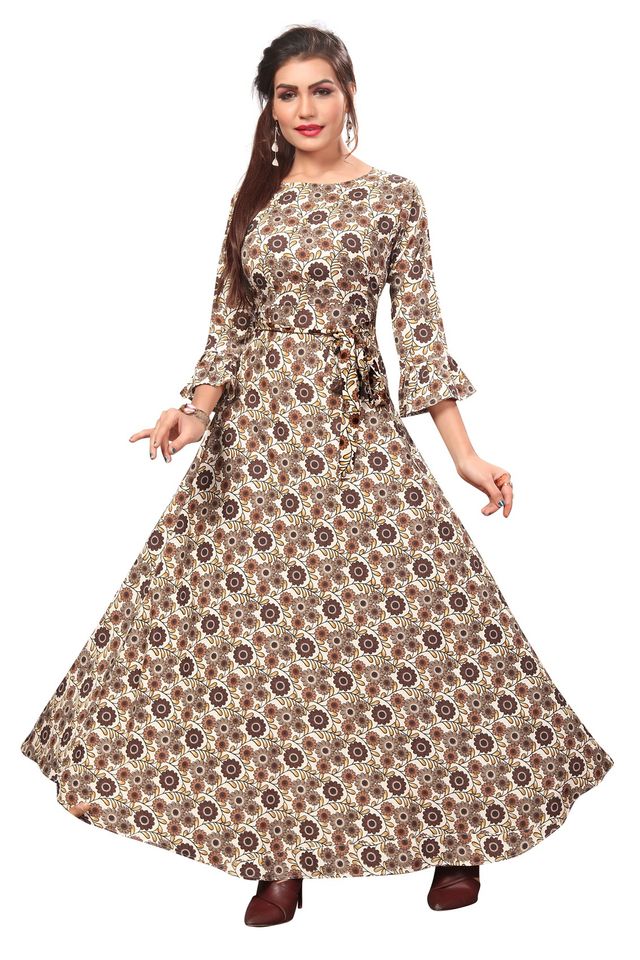 Fit and Flare Gown for womens (Multicolor, L) (NE6)