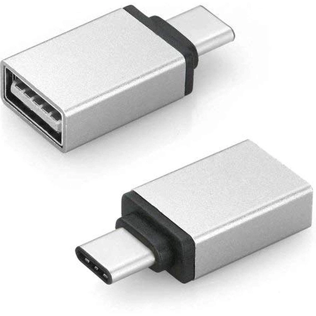 Metal USB 3.0 to Type C OTG Adapter (Silver, Pack of 2)