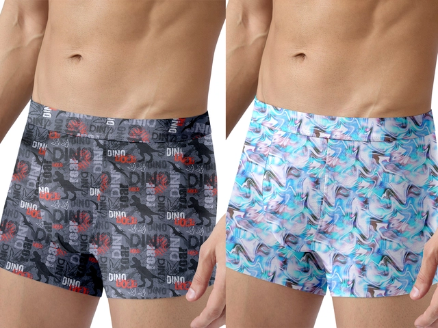 Nylon Printed Trunks for Men (Multicolor, S) (Pack of 2)