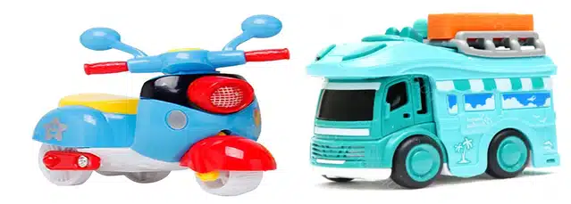 Station Wagon with Scooter Toy (Set of 2, Multicolor)