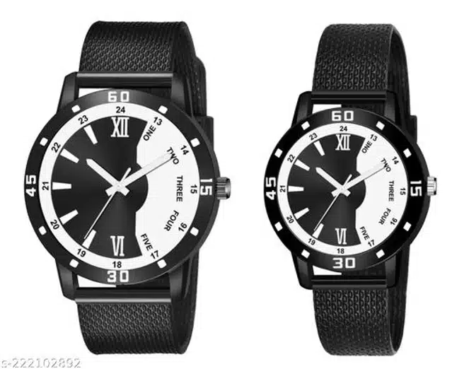 Analog Watch for Couple (Multicolor, Pack of 2)