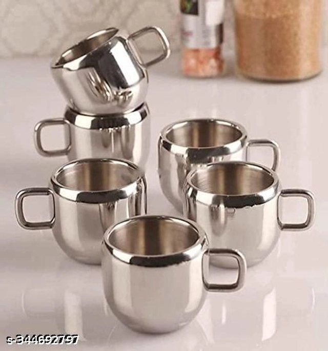 Stainless Steel Tea Cup (Multicolor, 80 ml) (Pack of 12)