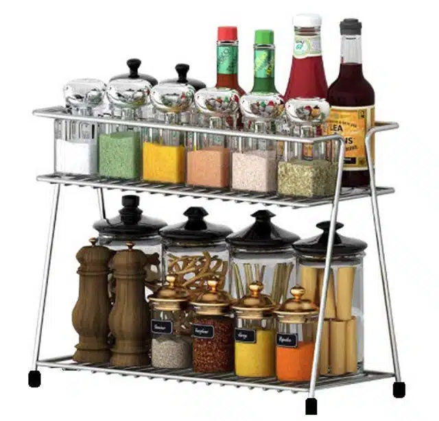 Spice Container Rack for Kitchen (Silver)