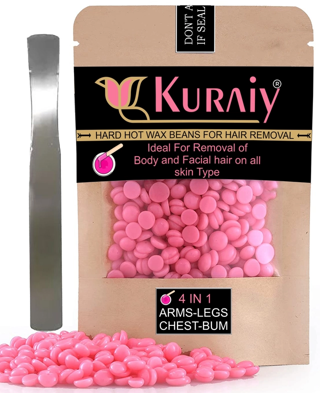 Kuraiy Cosmetic Hair Removal Hard Hot Wax Beans with Knife (100 g)