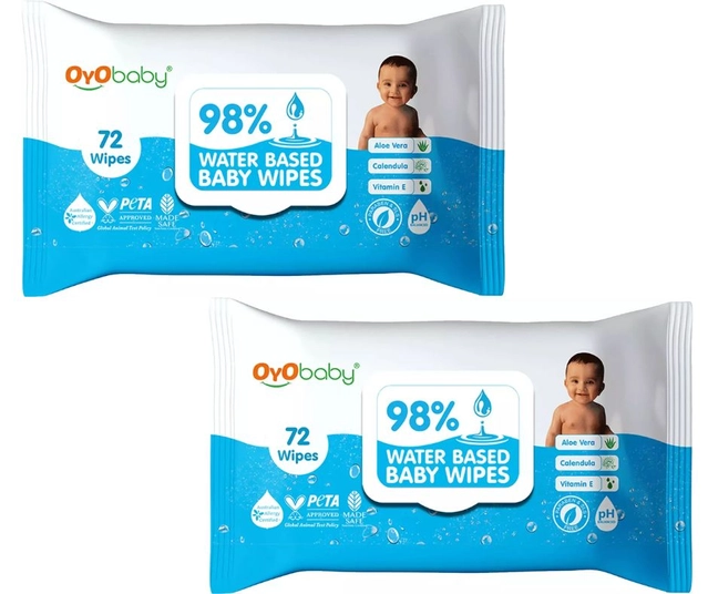 OYO 72 Pcs Baby Wipes (Pack of 2)