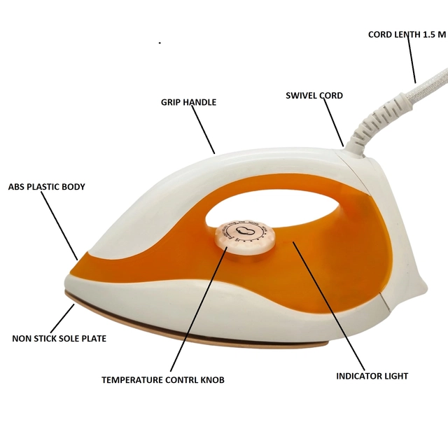 Nissan Home Appliances Elight Light Weight Dry Iron (Orange & White, 1000 W)