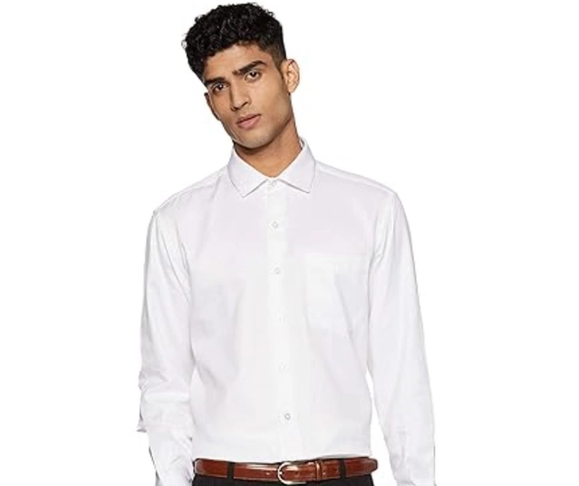 Full Sleeves Solid Shirt for Men (White, M)