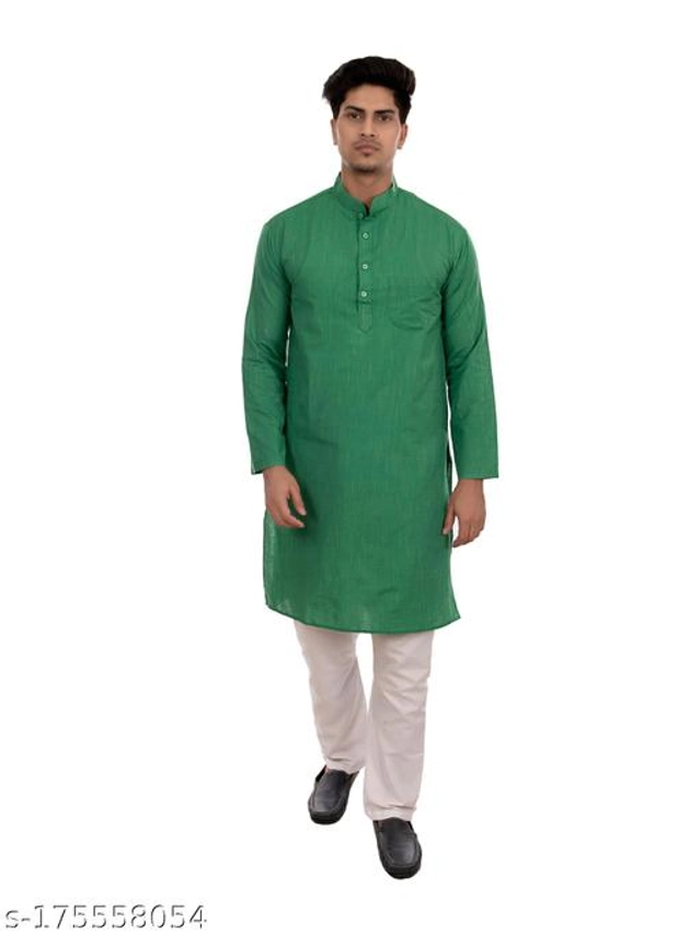 Cotton Blend Kurta for Men (Green, M)