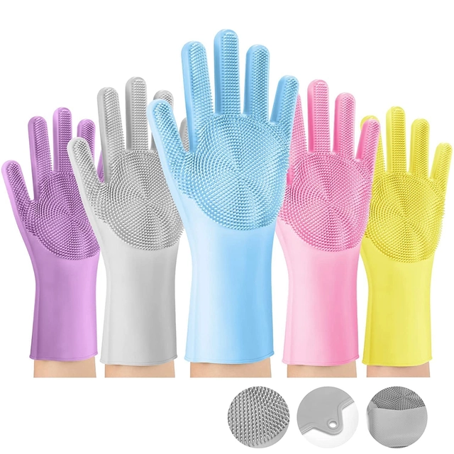 Silicone Dish Washing Gloves (Assorted, Pack of 1)