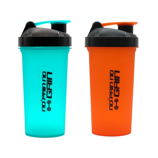 Plastic Gym Shaker Bottle with Blender Ball (Multicolor, 700 ml) (Pack of 2)