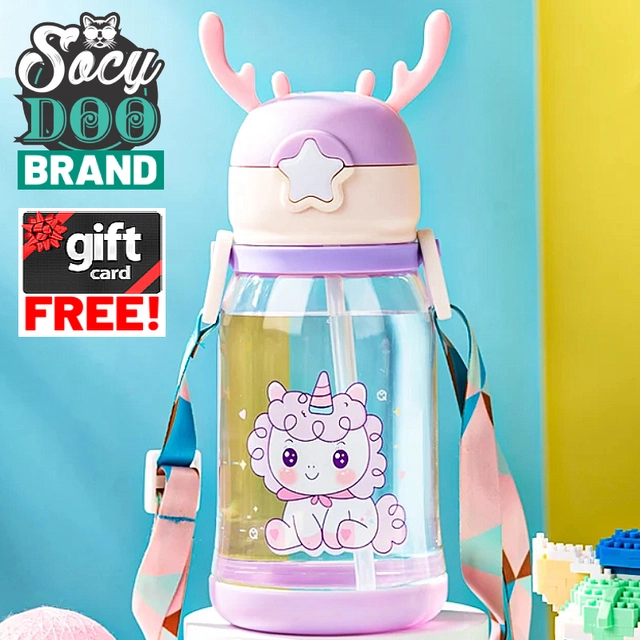 Cartoon Theme Sipper Water Bottle for Kids (Multicolor, 600 ml)