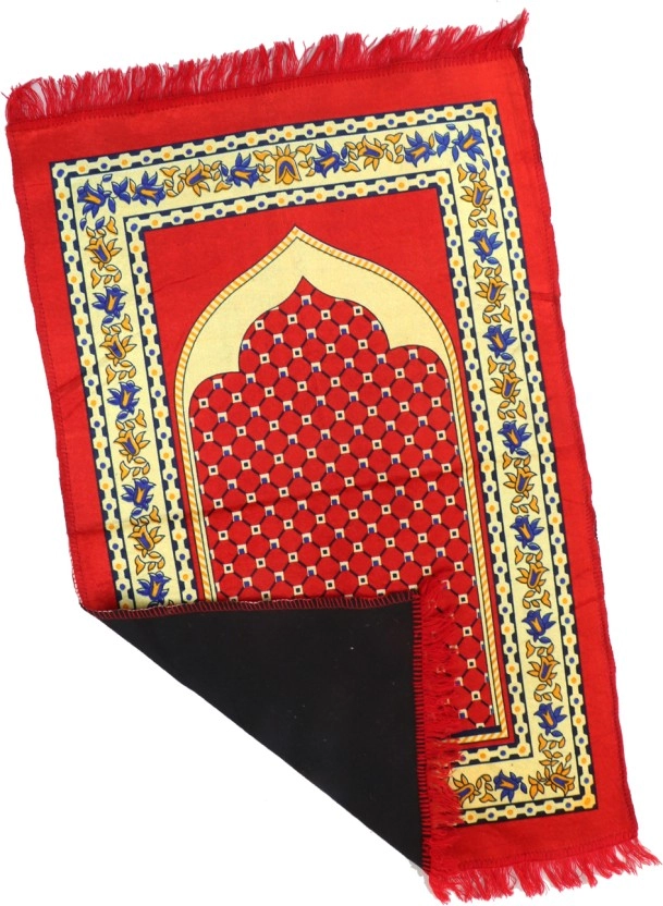 Qaleen Meditation & Multipurpose Use Velvet Rug Mat - Red (70x110cm)