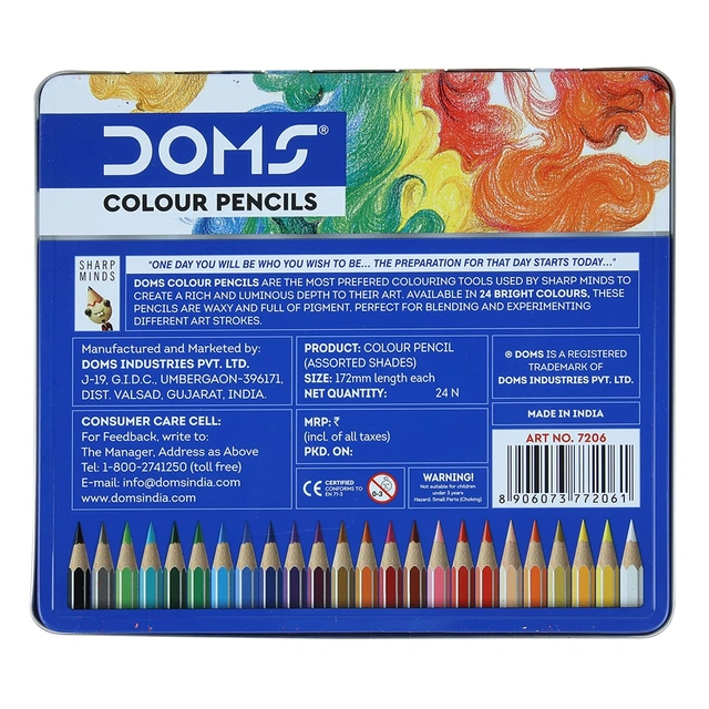 DOMS FSC Flat Tin Round Shaped Color Pencils (Set of 1, Multicolor)