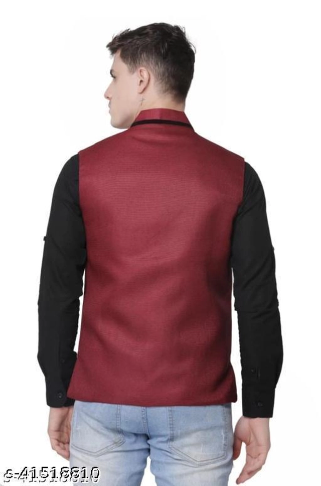 Cotton Ethnic Jacket for Men (Maroon, M)