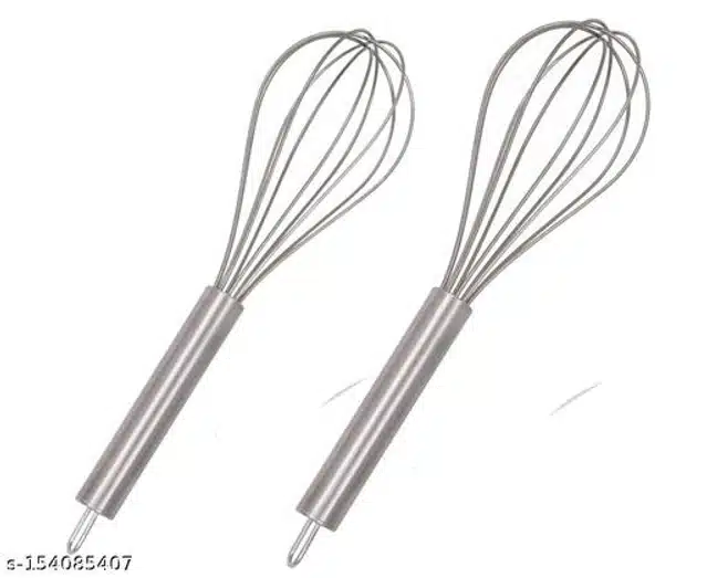 Stainless Steel Egg Whisk (Silver, Pack of 2)