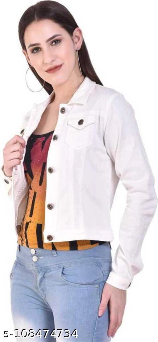 Denim Jacket for Women (White, S)