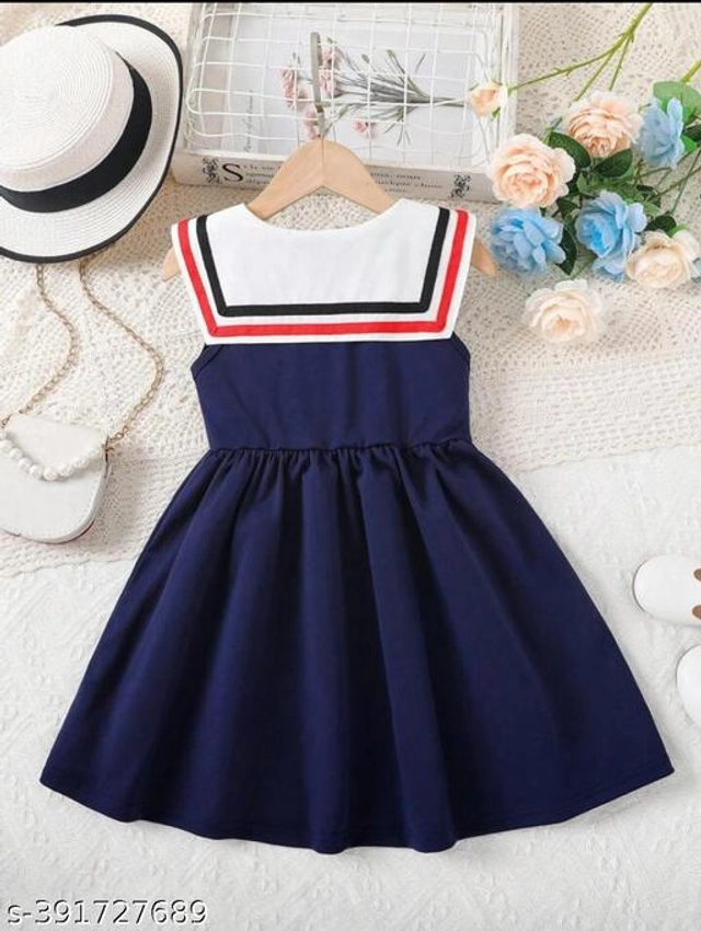 Cotton Printed Frock for Girls (Navy Blue, 0-3 Months)