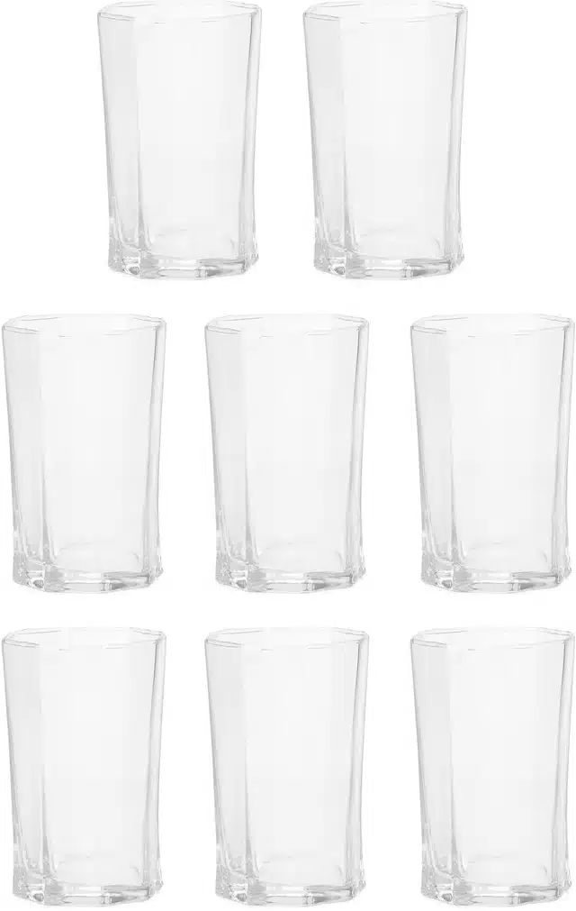 Water cum Juice Glass (Transparent, 200 ml) (Pack of 8)