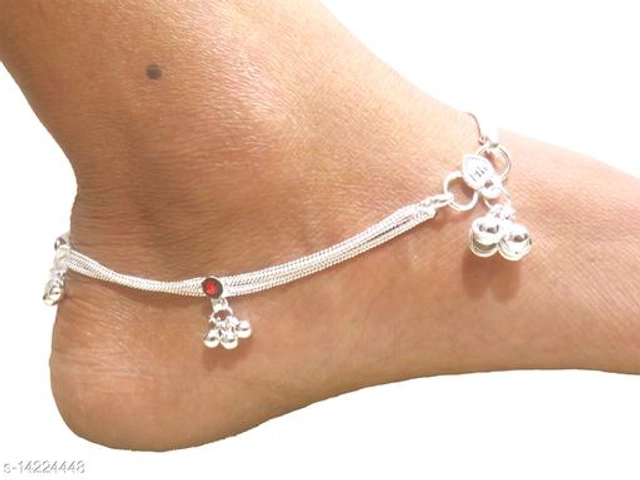 Copper Silver Plating Anklets for Women (Silver, Set of 1)