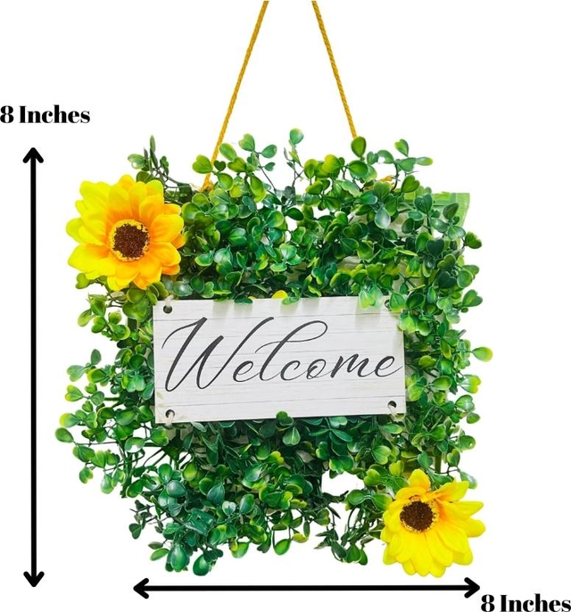 Akaar Jade Welcome Door Hanging with Yellow Sunflower - (20 cm) (Pack Of 1)