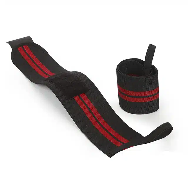 Eastern Club Wrist Support Band with Thumb Loop Strap (Red & Black, Set of 1)