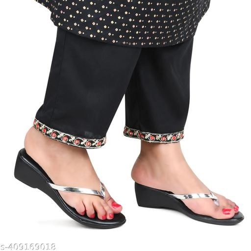 Slippers for Women (Silver & Black, 3)