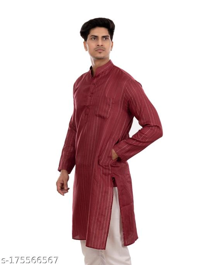 Cotton Blend Kurta for Men (Maroon, S)