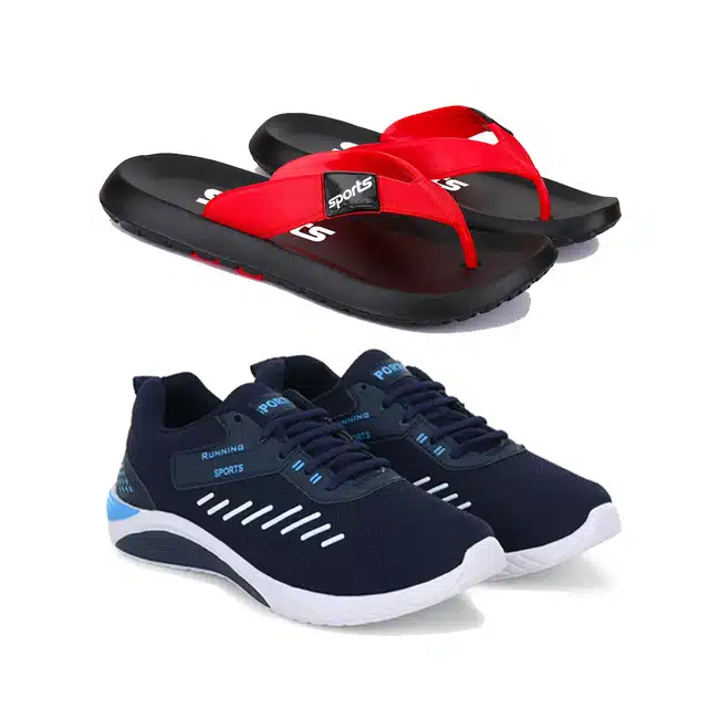 Combo of Flip Flops & Sports Shoes for Men (Pack of 2) (Multicolour, 7)