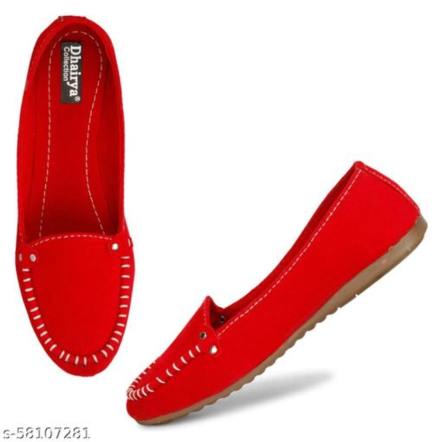 Loafers for Women (Red, 3)