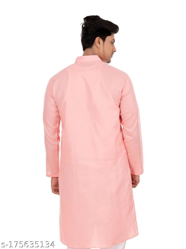 Cotton Blend Kurta for Men (Pink, S)