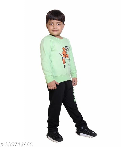 Cotton Blend Printed Clothing Set for Boys (Mint Green & Black, 6-12 Months)