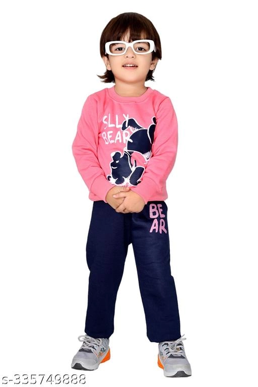 Cotton Blend Printed Clothing Set for Boys (Pink & Blue, 12-18 Months)