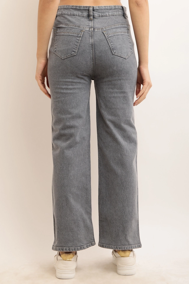 Denim Mid Rise Jeans for Women (Grey, 28)