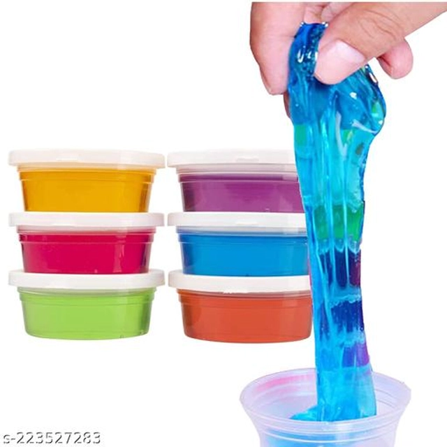 Non-Toxic Clear Crystal Slime for Kids (Multicolor, Pack of 6)