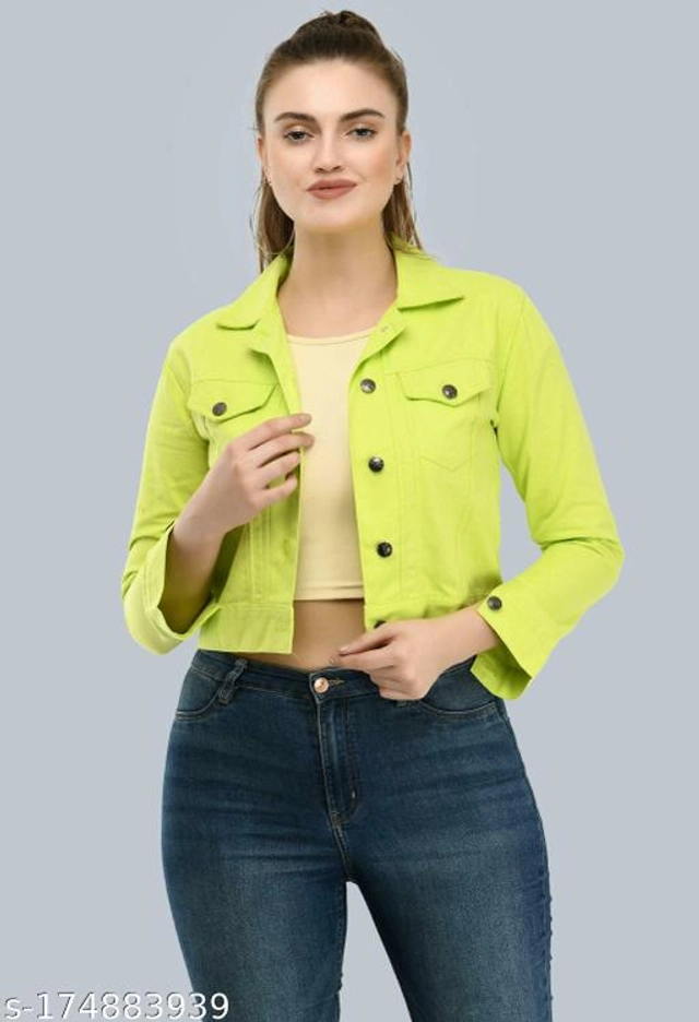 Cotton Blend Jacket for Women (Green, S)