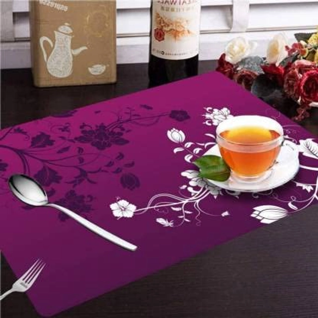 Knit Printed Fridge 4 Pcs Mat With Handle & Top Cover (Wine, Set Of 1)