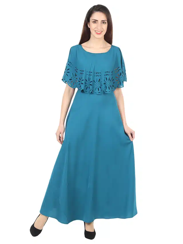 Women's Maxi Dress (Blue, XXL) (OD-170)