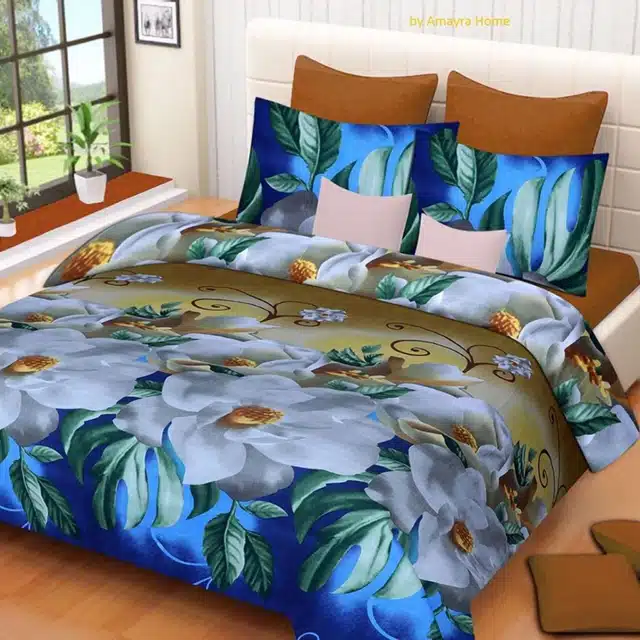 Printed Double Bedsheet with 2 Pillow Covers (Multicolor, 90x90 inches)