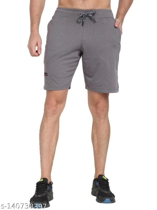 Cotton Blend Shorts for Men (Grey, 30)