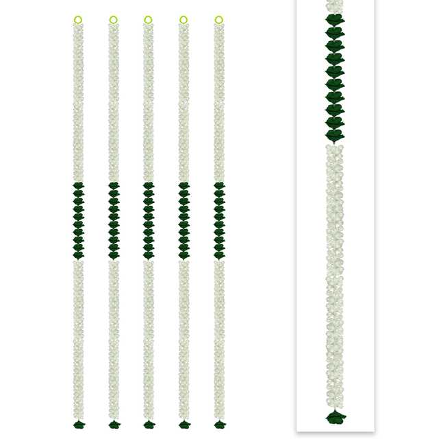 Artificial Jasmine Buds & Rose Flower Garlandsplastic (White, 55 Inches) (Pack of 5 ) (IH-471)