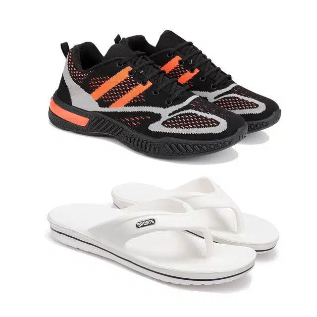 Combo of Sports Shoes & Flip Flops for Men (Pack of 2) (Multicolor, 9)