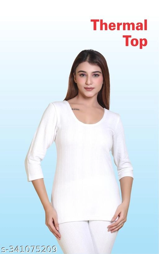 Woolen Thermal Top for Women (White, M)