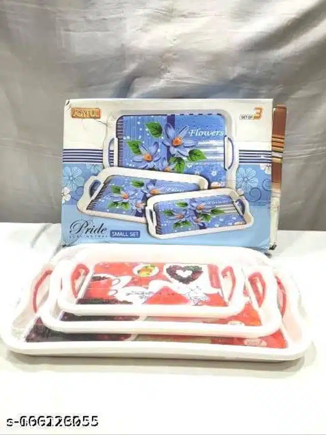 Plastic Serving Trays (Multicolor, Set of 3)