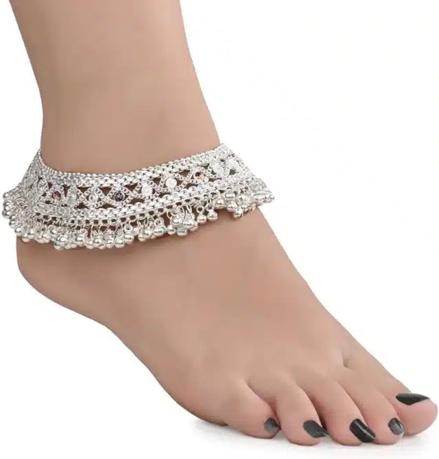 Designer Anklet for Women & Girls (Silver, Set of 1)