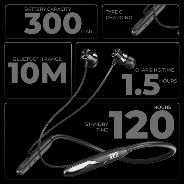 TRD Wireless Bluetooth in-Ear Neckband (Black)