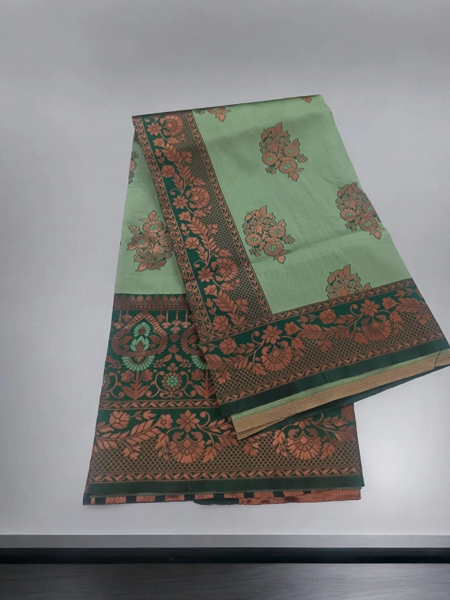 Jacquard Zari Woven Saree for Women (Mint Green, 6.3 m)